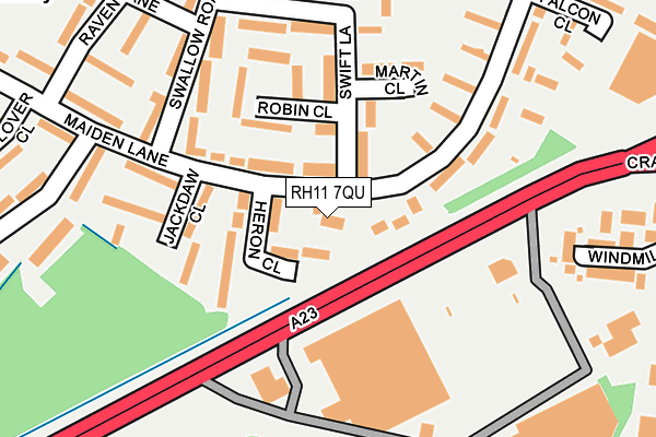 RH11 7QU map - OS OpenMap – Local (Ordnance Survey)