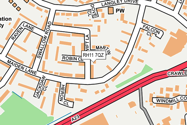 RH11 7QZ map - OS OpenMap – Local (Ordnance Survey)