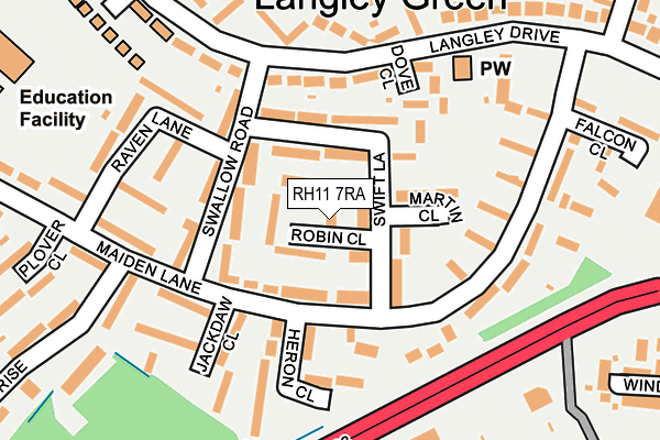 RH11 7RA map - OS OpenMap – Local (Ordnance Survey)