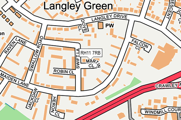 RH11 7RB map - OS OpenMap – Local (Ordnance Survey)