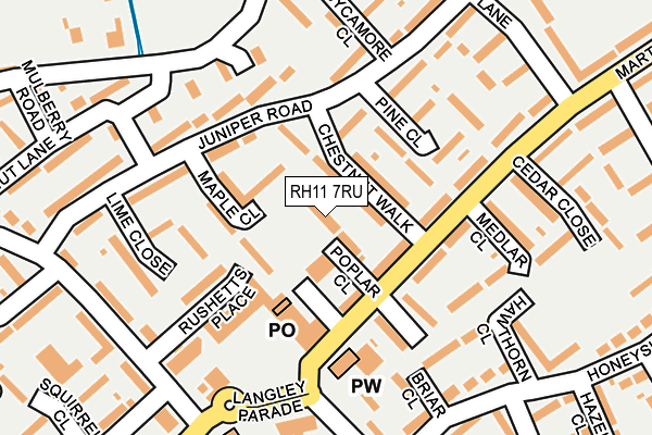 RH11 7RU map - OS OpenMap – Local (Ordnance Survey)