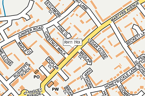 RH11 7RX map - OS OpenMap – Local (Ordnance Survey)