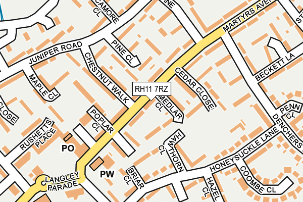 RH11 7RZ map - OS OpenMap – Local (Ordnance Survey)