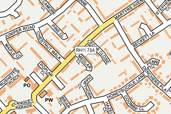 RH11 7SA map - OS OpenMap – Local (Ordnance Survey)