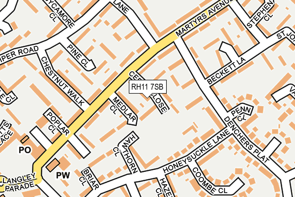 RH11 7SB map - OS OpenMap – Local (Ordnance Survey)
