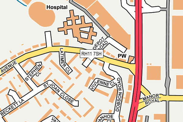 RH11 7SH map - OS OpenMap – Local (Ordnance Survey)