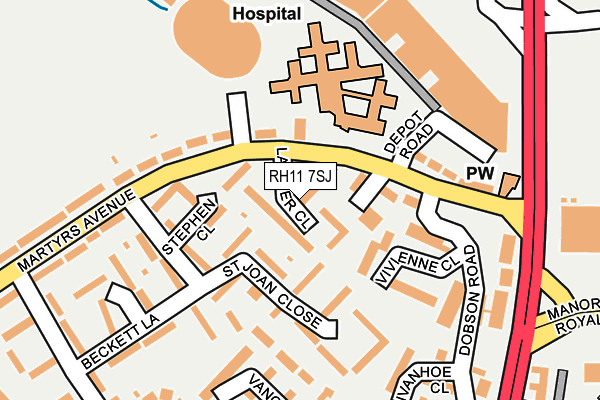 RH11 7SJ map - OS OpenMap – Local (Ordnance Survey)