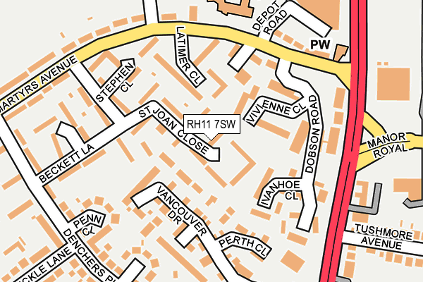 RH11 7SW map - OS OpenMap – Local (Ordnance Survey)