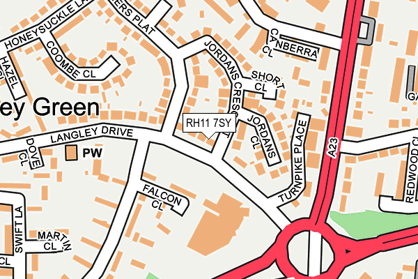 RH11 7SY map - OS OpenMap – Local (Ordnance Survey)