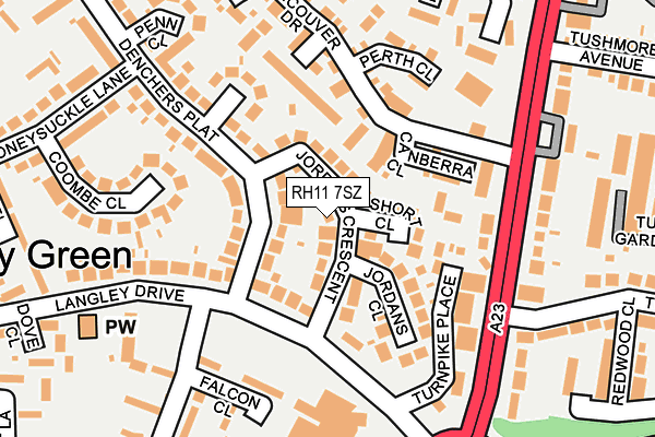 RH11 7SZ map - OS OpenMap – Local (Ordnance Survey)