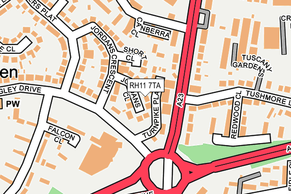 RH11 7TA map - OS OpenMap – Local (Ordnance Survey)