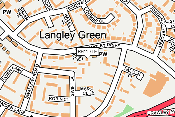 RH11 7TE map - OS OpenMap – Local (Ordnance Survey)