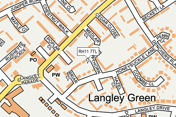 RH11 7TL map - OS OpenMap – Local (Ordnance Survey)