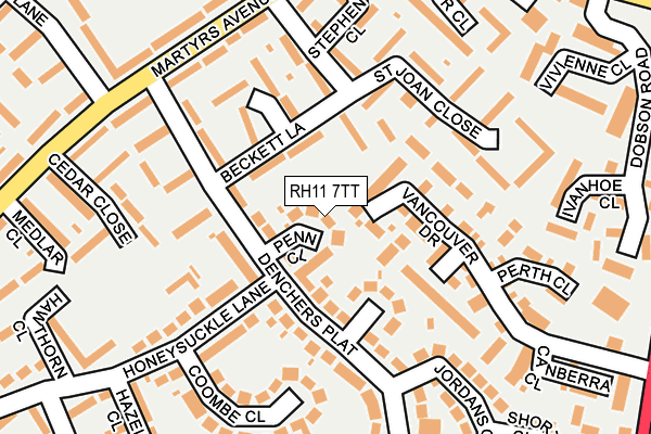 RH11 7TT map - OS OpenMap – Local (Ordnance Survey)