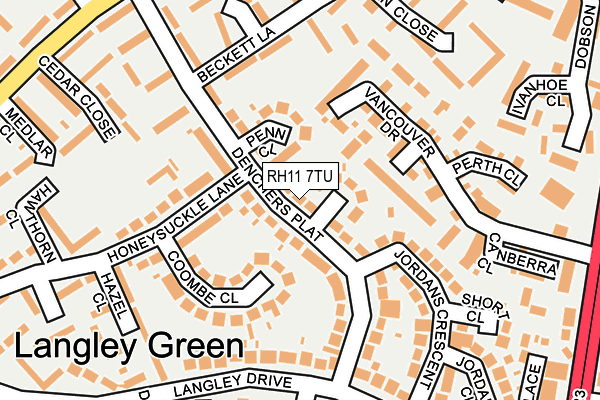 RH11 7TU map - OS OpenMap – Local (Ordnance Survey)