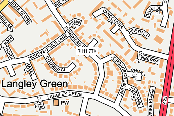 RH11 7TX map - OS OpenMap – Local (Ordnance Survey)