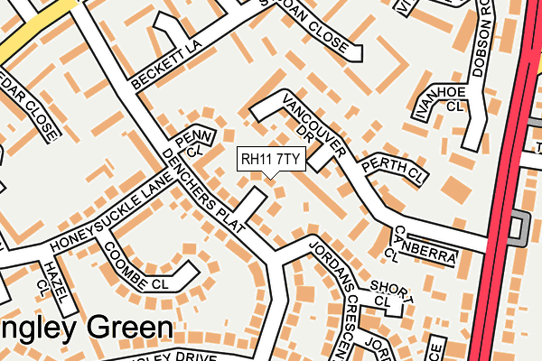 RH11 7TY map - OS OpenMap – Local (Ordnance Survey)