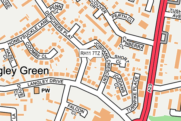 RH11 7TZ map - OS OpenMap – Local (Ordnance Survey)