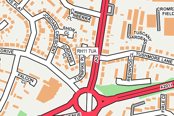 RH11 7UA map - OS OpenMap – Local (Ordnance Survey)