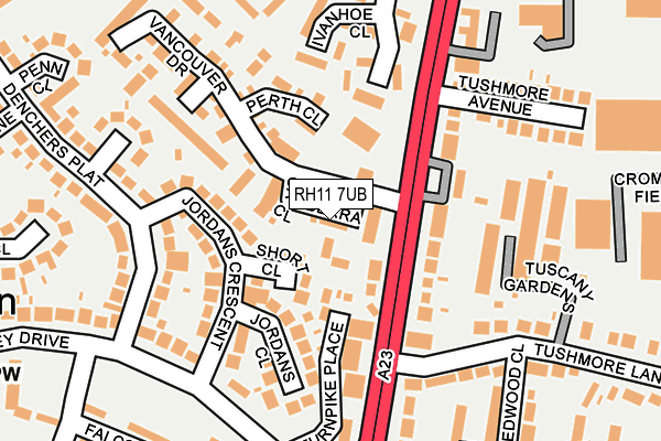 RH11 7UB map - OS OpenMap – Local (Ordnance Survey)