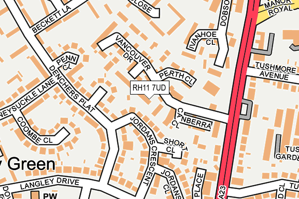 RH11 7UD map - OS OpenMap – Local (Ordnance Survey)