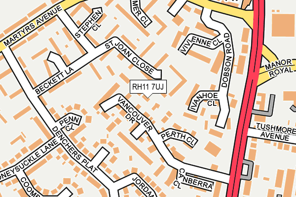 RH11 7UJ map - OS OpenMap – Local (Ordnance Survey)