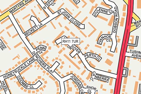RH11 7UR map - OS OpenMap – Local (Ordnance Survey)