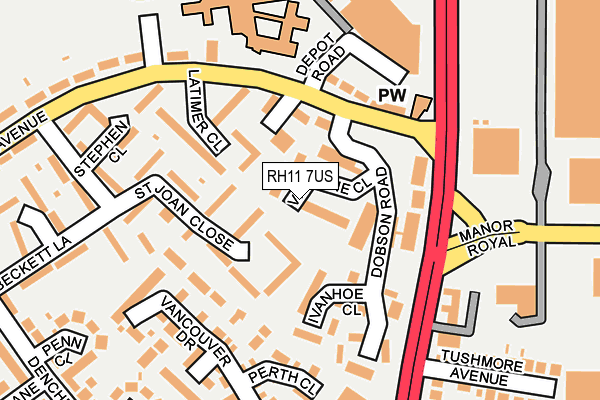 RH11 7US map - OS OpenMap – Local (Ordnance Survey)