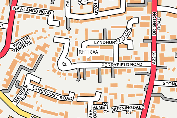 RH11 8AA map - OS OpenMap – Local (Ordnance Survey)