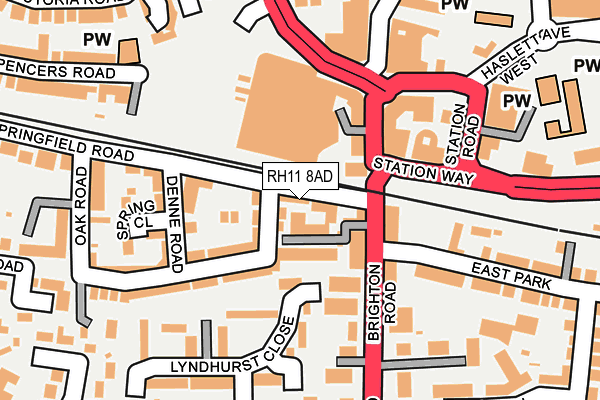 RH11 8AD map - OS OpenMap – Local (Ordnance Survey)