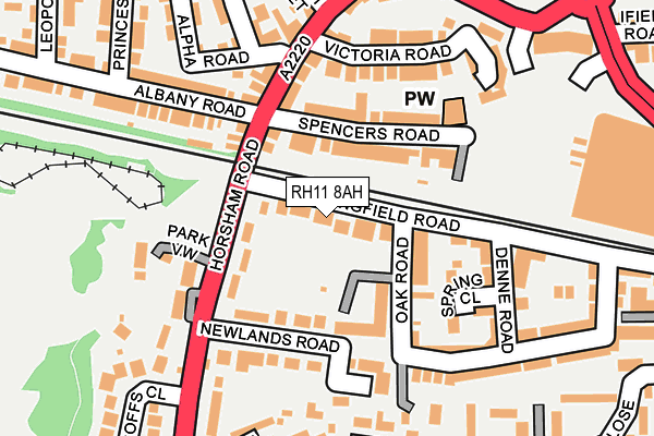 RH11 8AH map - OS OpenMap – Local (Ordnance Survey)