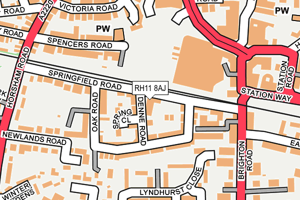 RH11 8AJ map - OS OpenMap – Local (Ordnance Survey)