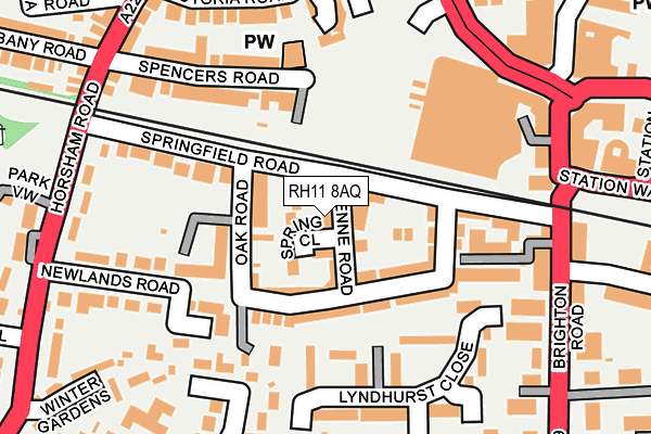 RH11 8AQ map - OS OpenMap – Local (Ordnance Survey)