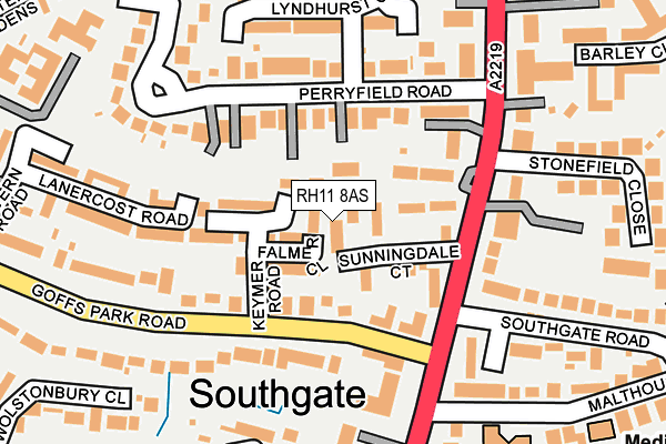 RH11 8AS map - OS OpenMap – Local (Ordnance Survey)