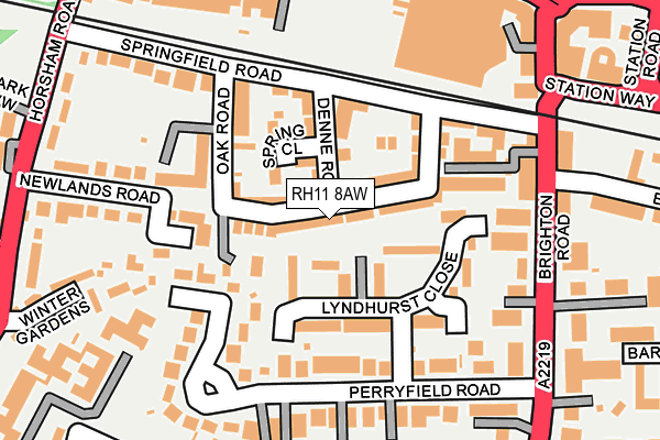 RH11 8AW map - OS OpenMap – Local (Ordnance Survey)