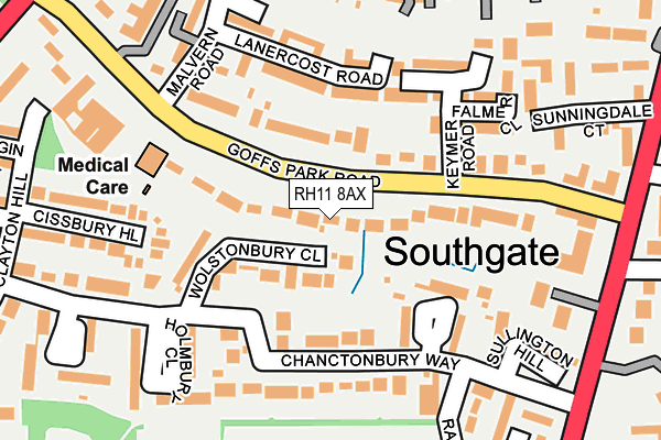 RH11 8AX map - OS OpenMap – Local (Ordnance Survey)