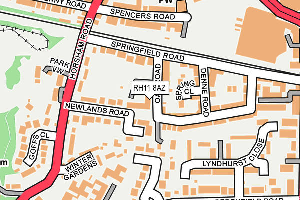 RH11 8AZ map - OS OpenMap – Local (Ordnance Survey)