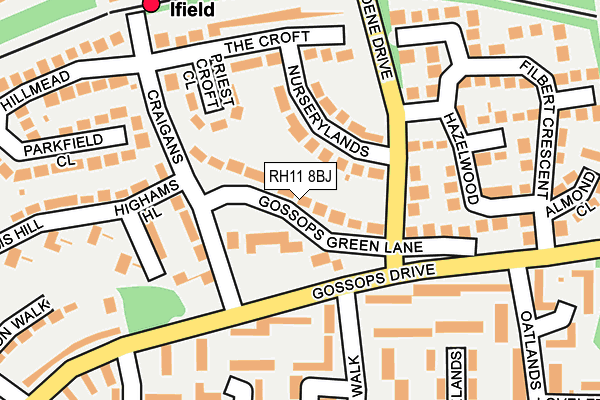 RH11 8BJ map - OS OpenMap – Local (Ordnance Survey)