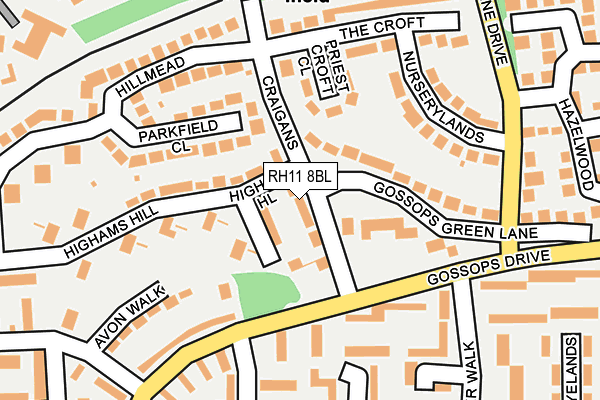 RH11 8BL map - OS OpenMap – Local (Ordnance Survey)