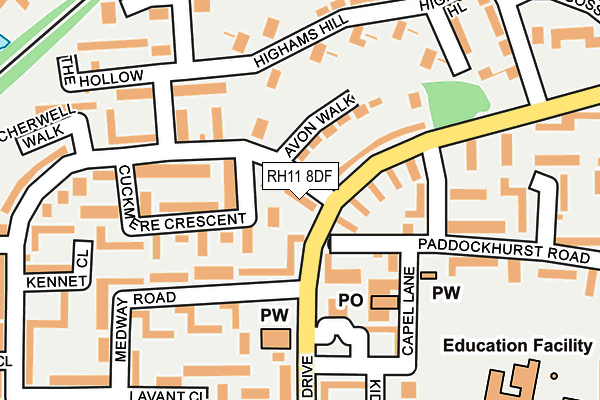 RH11 8DF map - OS OpenMap – Local (Ordnance Survey)