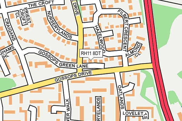 RH11 8DT map - OS OpenMap – Local (Ordnance Survey)