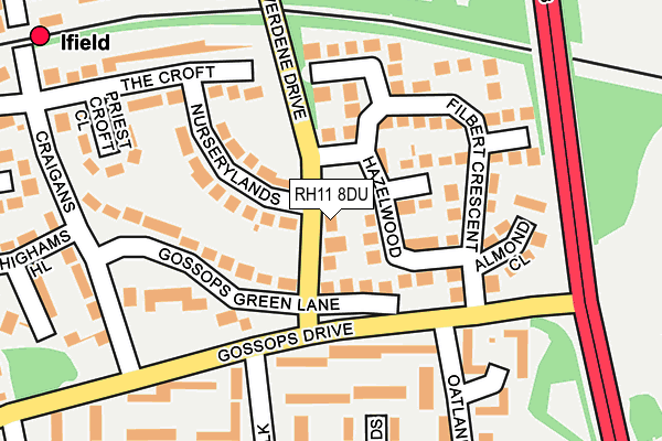 RH11 8DU map - OS OpenMap – Local (Ordnance Survey)
