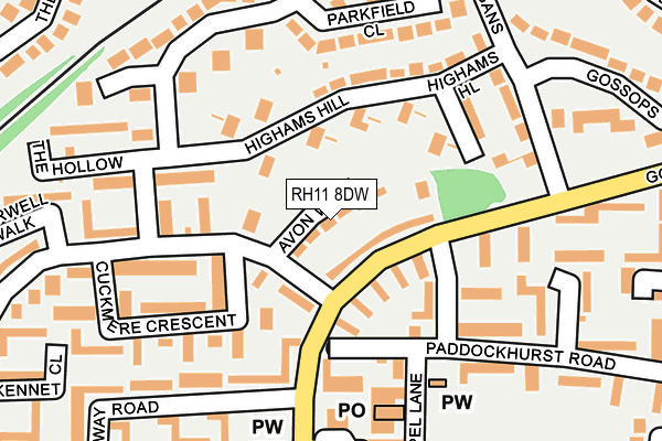 RH11 8DW map - OS OpenMap – Local (Ordnance Survey)