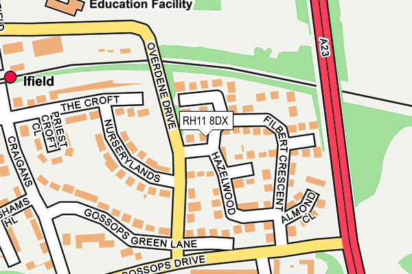 RH11 8DX map - OS OpenMap – Local (Ordnance Survey)