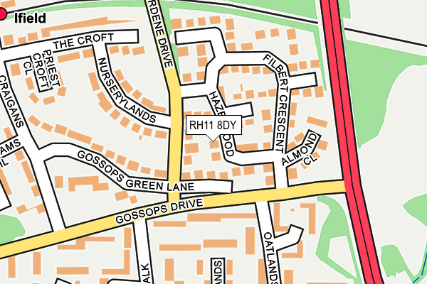 RH11 8DY map - OS OpenMap – Local (Ordnance Survey)