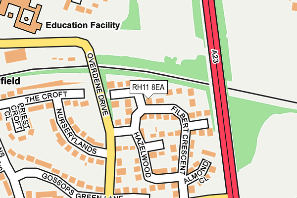 RH11 8EA map - OS OpenMap – Local (Ordnance Survey)
