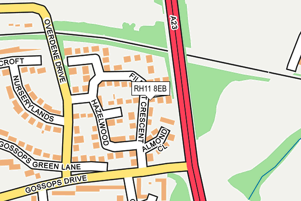 RH11 8EB map - OS OpenMap – Local (Ordnance Survey)