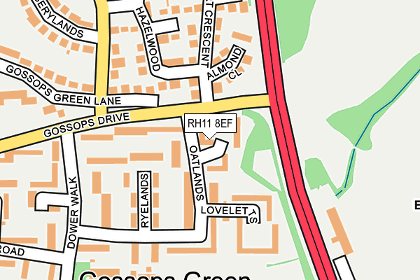 RH11 8EF map - OS OpenMap – Local (Ordnance Survey)