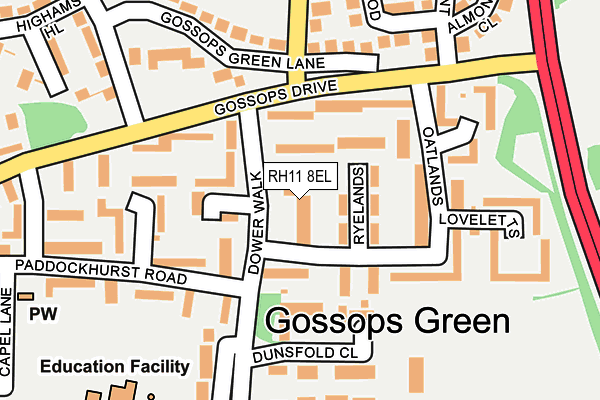 RH11 8EL map - OS OpenMap – Local (Ordnance Survey)