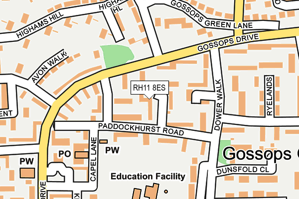 RH11 8ES map - OS OpenMap – Local (Ordnance Survey)